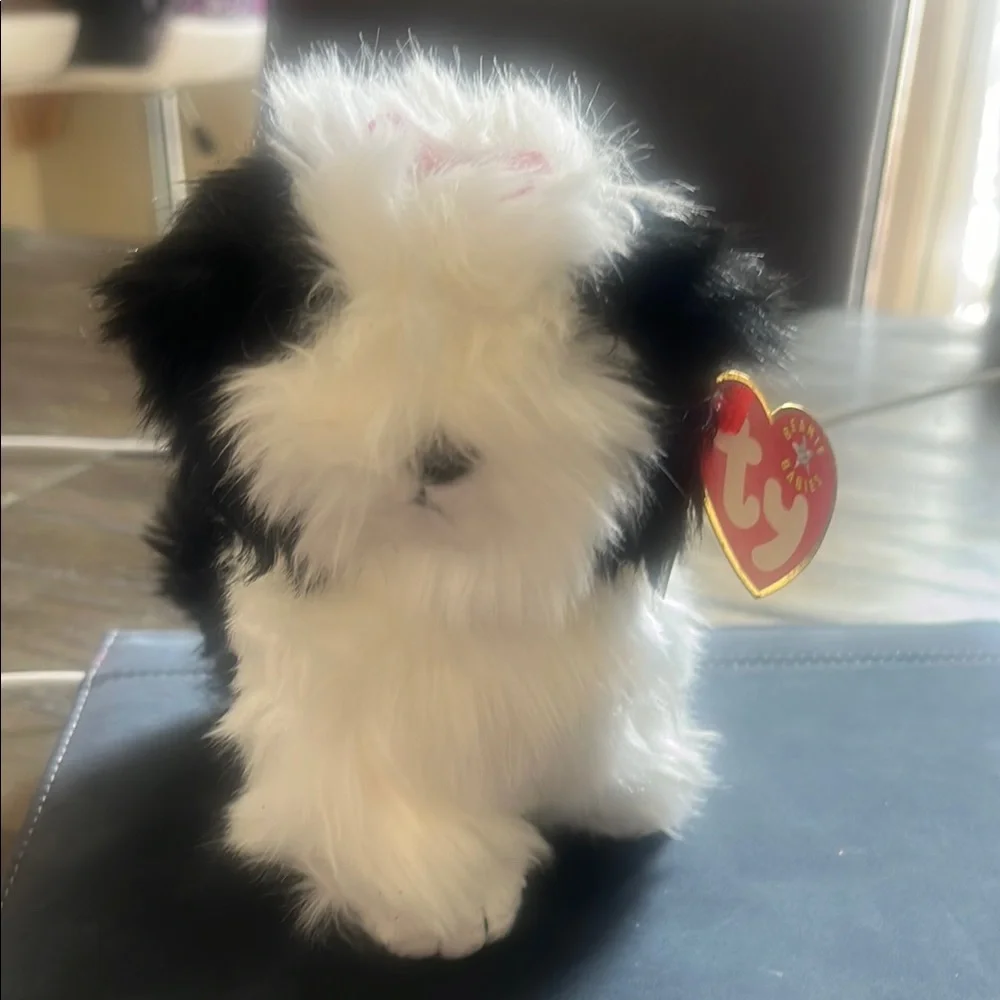 Ty Black and White Plush Dog